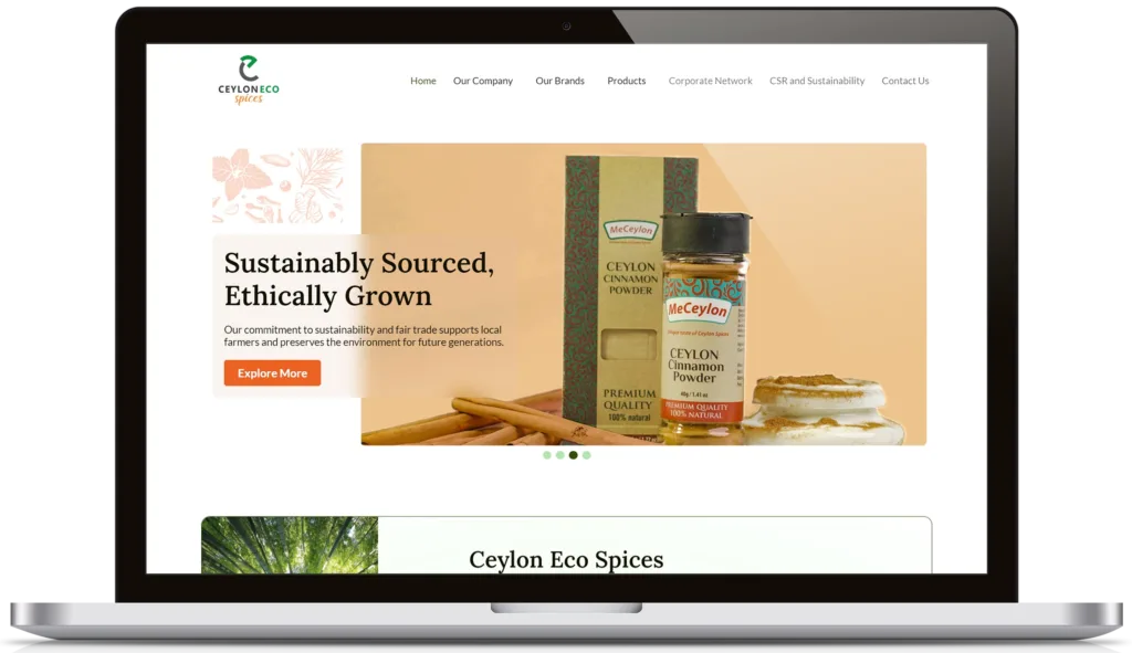 Ceylon Eco Spices website delivered by Codezela